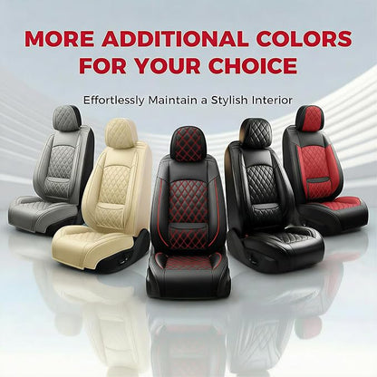 Car Seat Covers Compatible with Hyundai Ioniq 2017-2025 2026 - Waterproof & Breathable Luxury Leather All-Weather Seat Cushions Protectors, Airbag Compatible, Only 2 Front seat Covers (Red)