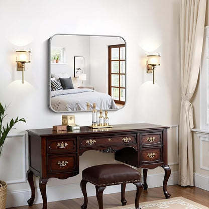 FORBATH 30x30 Inch Silver Bathroom Mirror