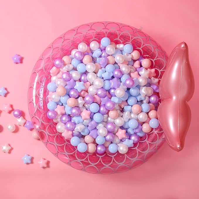 GOGOSO Ball Pit Balls for Toddlers Phthalate-Free BPA-Free Non-Toxic Crush Proof Soft Plastic Play Balls Baby Kids Shape Tent Pool Playhouse Playpen Party Decor, Pink Blue Purple White,100PCS