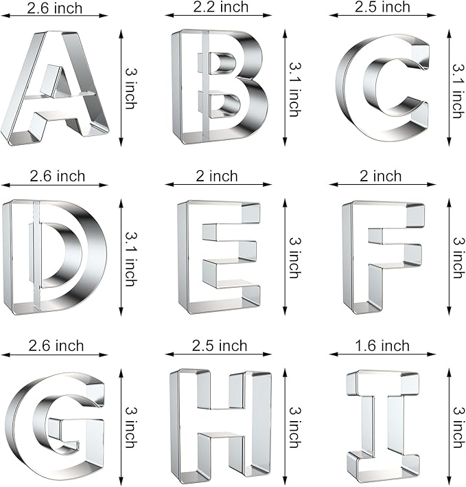 Alphabet Letter Cookie Cutters Shapes Large 3 Inch