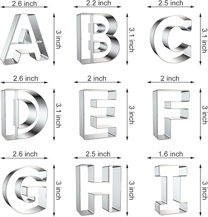 Alphabet Letter Cookie Cutters Shapes Large 3 Inch
