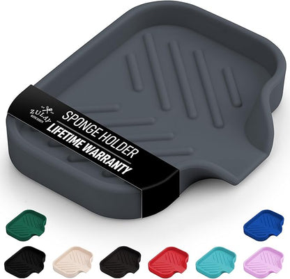 Zulay Kitchen Small Silicone Sponge Holder – Space-Saving Sink Organizer Tray