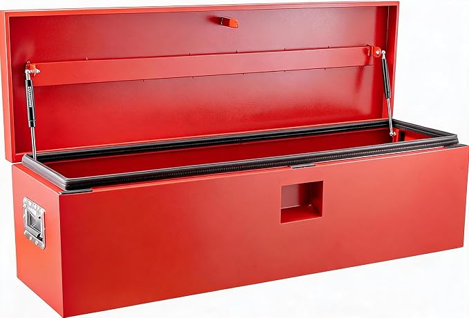 IDEALHOUSE Truck Bed Tool Box and Trailer Tongue Box - 30" Black Steel Storage Chest for Pickup Trucks, RVs, Trailers, Vans, 24"x 15"x 15"
