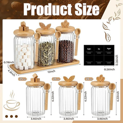 Suclain 3 Pcs Glass Coffee Container