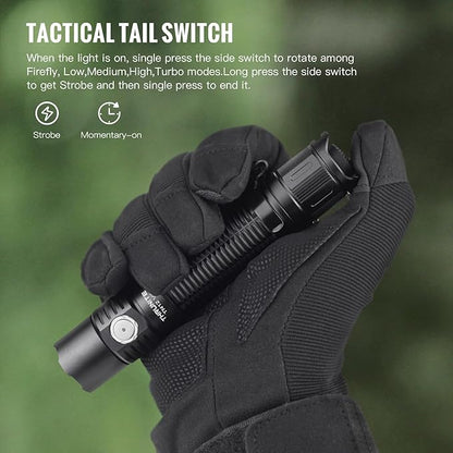 ThruNite TN12 V6 Tactical LED Flashlight, High 1950 Lumens Dual Switch, USB-C Rechargeable Flashlight Compact for EDC, Law Enforcement, and Outdoor Use (Cool White)