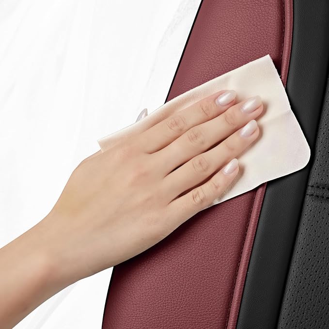 Road Comforts Leather Seat Covers, Breathable Car Seat Covers Full Set for Men,Airbag Compatible, Automotive Seat Covers Set Universal Fit Most Cars,Vans,Truck,SUV