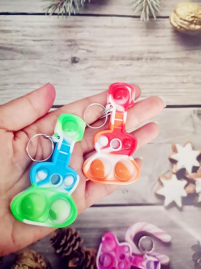 (Students Birthday Gifts and Party Favors 100 Packs Guitar Bulk Mini Pop for Adult Kids,Sensory Small Bubble Fidget Music Prize
