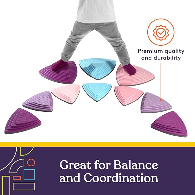 Special Supplies 10 Stepping Stones for Kids Indoor and Outdoor Balance Blocks Promote Coordination, Balance Strength Child Safe Rubber, Non-Slip Edging