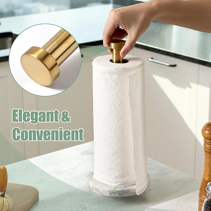 Koville Genuine Marble Paper Towel Holder Countertop,