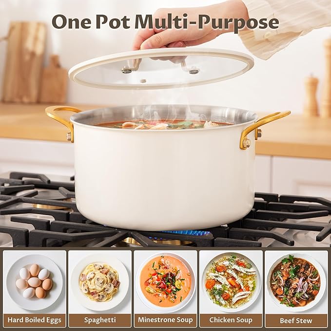 BEZIA 8 Quart Stainless Steel Stock Pot, Casserole