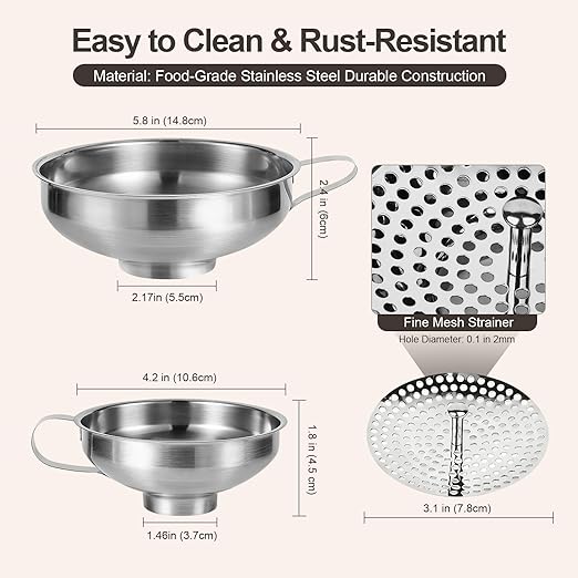 Canning Funnel with Strainer, Wide Mouth Canning Funnels