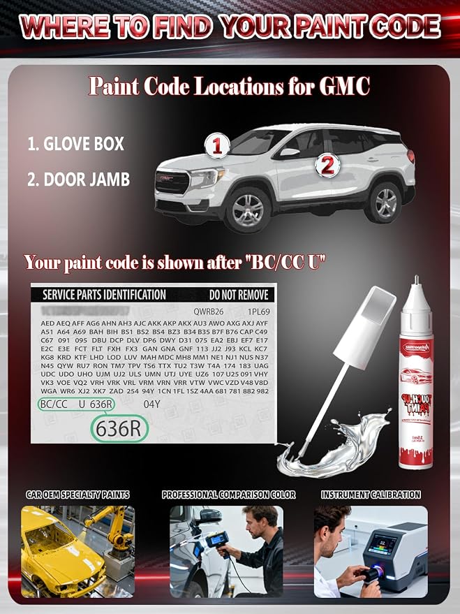 Siren Red/Crimson Red(G1E/WA405Y) Car Touch Up Paint for GMC, Color Accurate Two-In-One Car Paint Scratch Repair Pen, Professional Scratch Remover for Vehicles Chips and Nicks Scuff