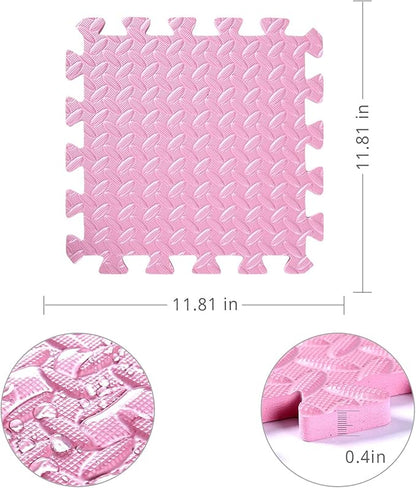 Foam Play Mat for Baby, 0.4 Inch Thick Foam Interlocking Floor Mats, Soft Non-Toxic Baby Playmat, Solid Colored Puzzle Play Mat Kids Floor Mats for Toddler, 16 Tiles(White/Light Gray/Pink)