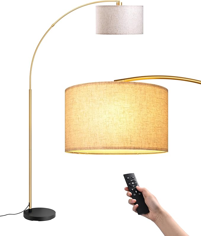 EDISHINE 78.3" Gold Arched Floor Lamp