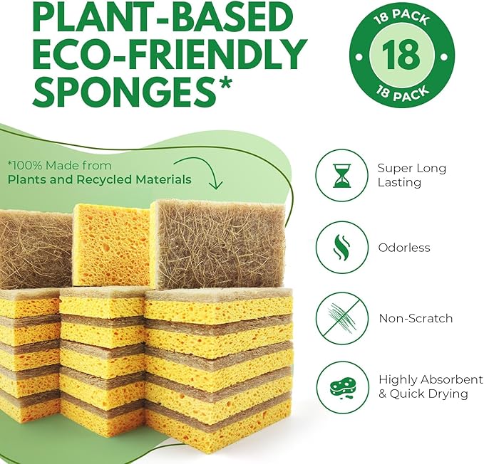 AIRNEX Natural Kitchen Sponges Pack of 18