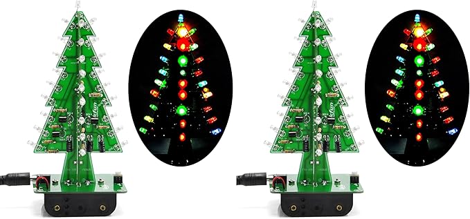 Gikfun Christmas Tree 3D Xmas Tree Led DIY Kits 7 Color Flash Circuit LED EK1697 (Pack of 2)