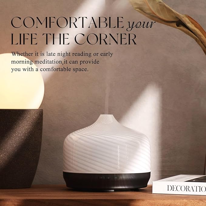 Porseme 500ml Glass Essential Oil Diffuser Aromatherapy Ultrasonic Cool Mist