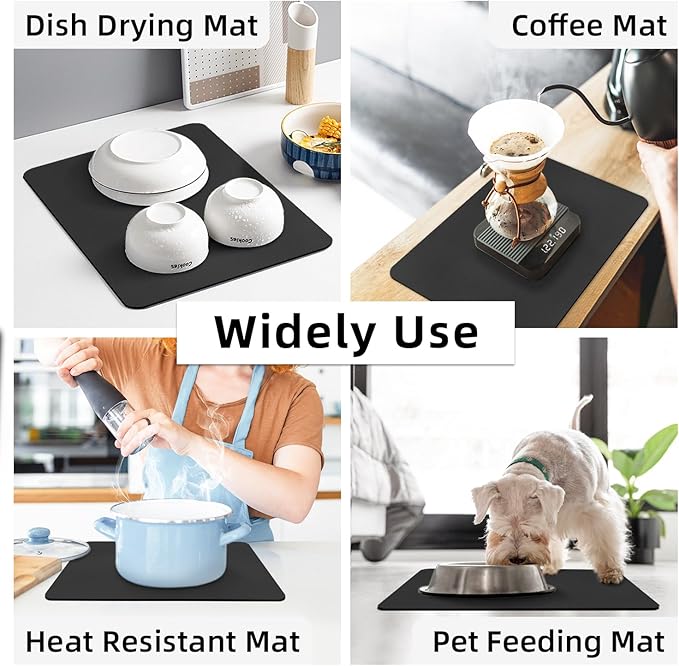 LOPNUR Kitchen Dish Drying Mat, Super Absorbent Dish Drying Pad, Diatomite