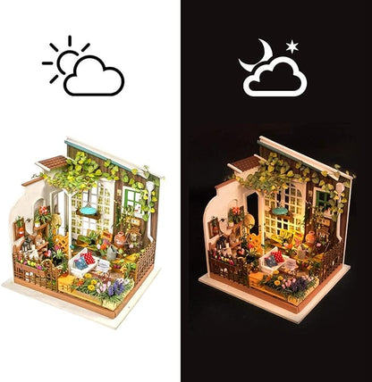 Rolife Dollhouse DIY Miniature Set Garden House LED Model Building Kit Hobby CraftHome Decor-Christmas Birthday Gifts for Women Friends (Miller's Garden)