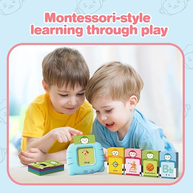 296 Sight Words Talking Flash Cards for Toddlers 1 2 3 4 5 6 Year Old, Pocket Speech, Sensory Speech Therapy Toys, Learning Toys for Montessori and Autism Children, Gifts for Boys (Blue)