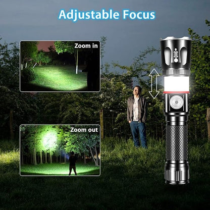 Tactical Flashlight Rechargeable, High Lumens Led Flashlights Handheld-Magnetic Base, Super Bright, Zoomable, Water-Resistance, 4 Modes, Powerful Flash Light for Camping, Hiking and Emergence