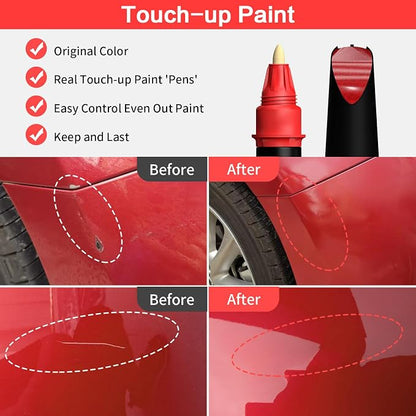 Carhoo C68 Vegas Red Metallic Touch Up Paint Suitable For BMW, Genuine Custom Color Car Touch Up Paint, With Pen Tip & Fine Brush