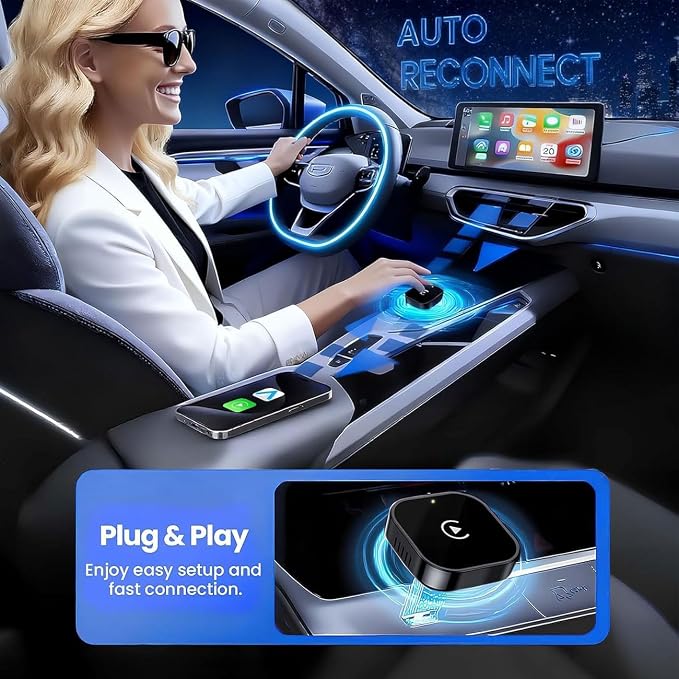 2 in 1 CarPlay Adapter for Vauxhall Insignia 2016 2017 2018 2019 2020 2021 2022 2023, CarPlay Wireless Adapter with Auto Reconnect Fast Pairing Bluetooth Connection Compact USB Dongle