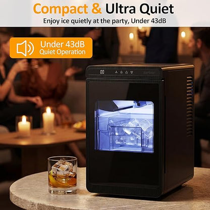Sunvivi Clear Ice Maker, Compact Countertop Ice Machine, Fast 10-Min Ice