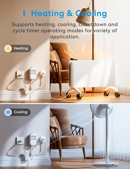 meross Smart Temperature Controller 15A 1800W, Smart Wi-Fi Thermostat
