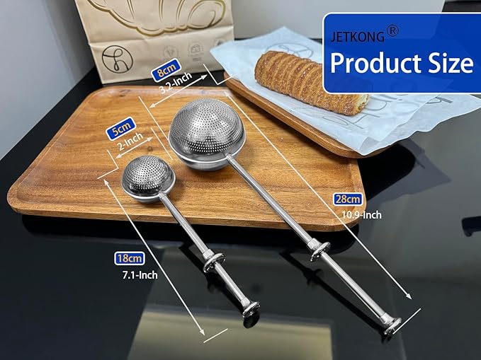 JETKONG 2 Pcs Flour Sifter, Stainless Steel Flour Duster