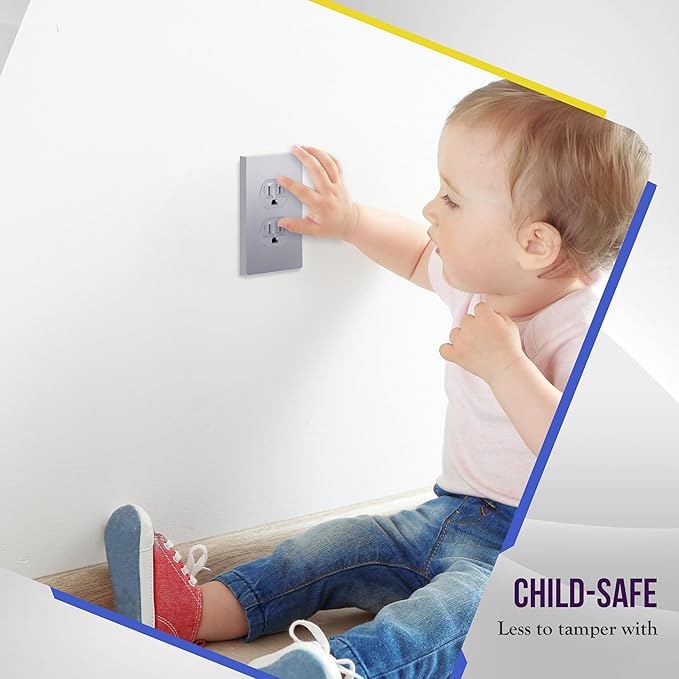 ENERLITES Elite Series Duplex Outlet Receptacle Cover, Screwless Wall Plate