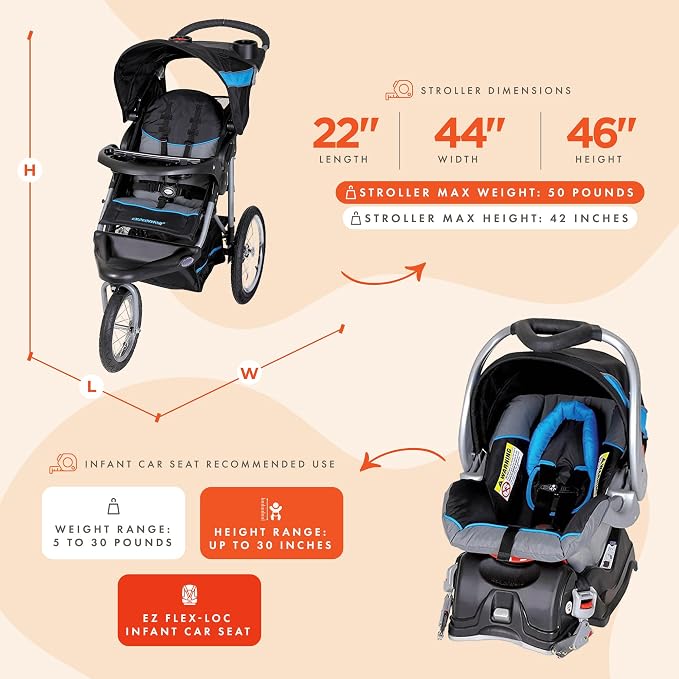 Baby Trend Expedition® Jogger Travel System with EZ Flex-Loc® Infant Car Seat, Millenium Blue