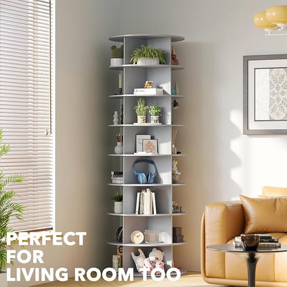 SpaceAid 8 Tier Rotating Shoe Rack Tower, Spinning Shoe Display Lazy Susan