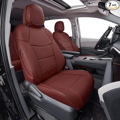 EKR Sienna Seat Covers for 2021-2026 Toyota Sienna Limited,Platinum,2nd Row Captain Chairs with Legrest 7 Seats,Automotive Seat Covers,Car Seat Cover Full Set,Leather (Burgundy)
