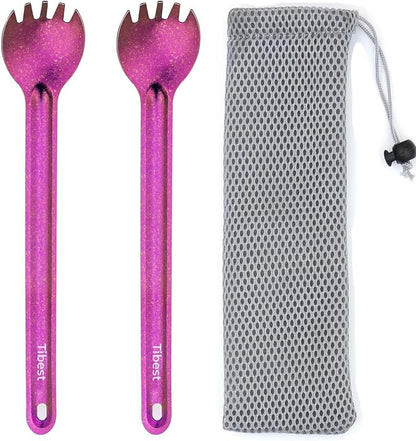 Titanium Spork Long Handle, 8.7" Camping Spork, Backpacking Spoon, Ultra Lightweight Camping Utensil for Backpacking, Hiking, Travel