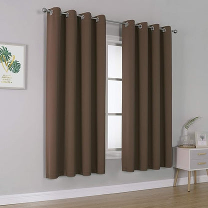 DUALIFE Brown Curtains 72 Inch Length 2 Panels Coffee Color Curtains