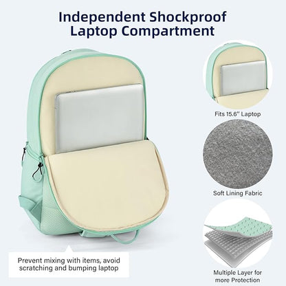 Carry On Travel Backpack For Women, 18 Inch Water Resistant Large Backpack Lightweight Bookbag For Men, 8x14x18 Personal Item Bag Casual Daypack Backpacks For Work Office Commuter (Cyan)