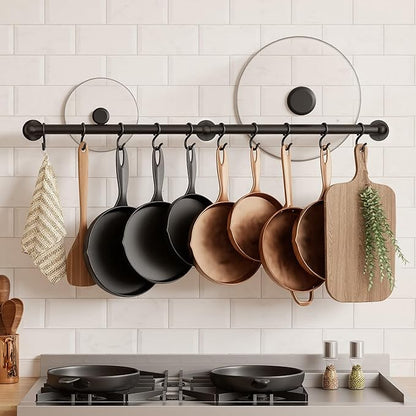 KES 130lb High-Capacity 32 Inch Pot Rack Wall Mounted