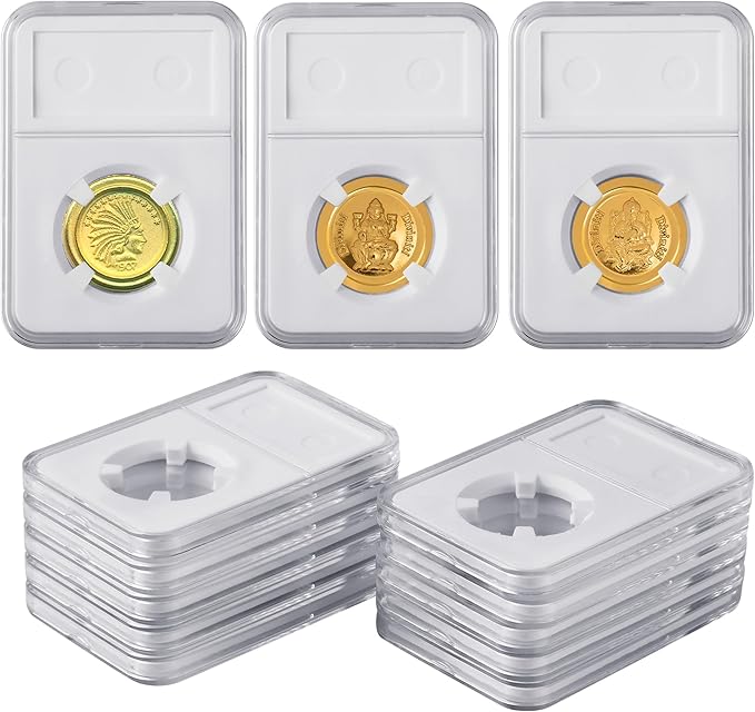 10-Pack 18mm Coin Slab Display Holder, Clear Acrylic Storage Case for Seated Liberty, Barber, Winged Liberty (Mercury), Roosevelt Dimes and Other 18mm Coins, Four-Point Fixation Coin Collection Box