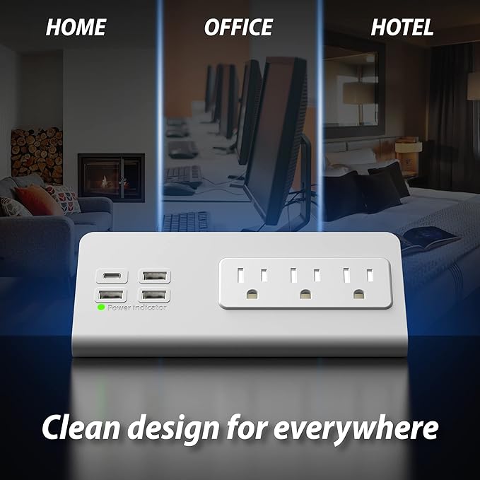 Nightstand Edge Mount Power Strip