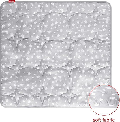 Moonsea Kids Play Mat for Indoor and Outdoor Playhouse Tent, Toddler Mat Pad Fitted for 47x47 Inch Kids Indoor and Outdoor Fun Playtime Tent, Star Print Baby Nursery Quilted Rug