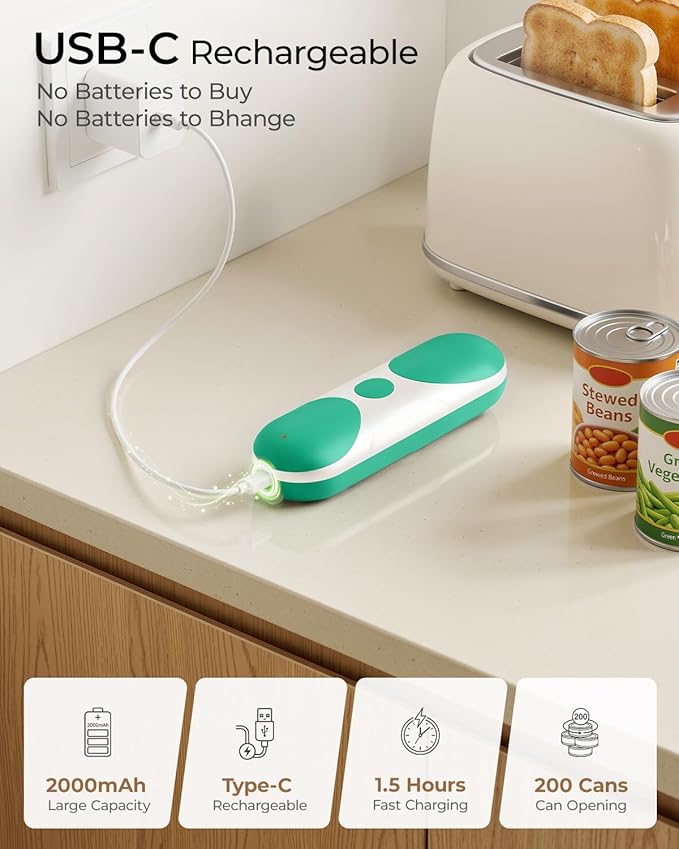 Electric Can Opener, One-Touch Automatic Can Opener, USB Rechargeable Electric