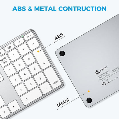 iClever KP10 Bluetooth Number Pad, Dual Device Connection, 34 Keys Ultra-Slim