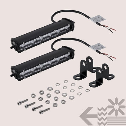 True Mods 2pc 7" Ultra-Slim Single Row Off Road LED Light Bar [1530lm] [18W] [IP68 Waterproof] [12V - 24V] Fog/Driving/Work Lights for Trucks ATV Cars - 60 Degrees Flood Light