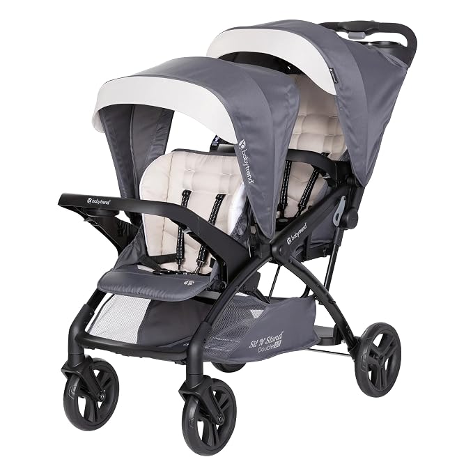 Baby Trend Sit N' Stand Double Stroller 2.0 DLX with 5 Point Safety Harness and EZ-Lift Plus Lightweight Infant Car Seat with Cozy Cover, Magnolia