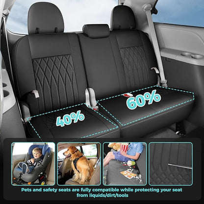Customized for Toyota Sienna Seat Covers 2011-2020 Sienna 8 Seats 3 Row, Leather Car Seat Covers Waterproof Seat Covers Full Set for Cars, Car Seat Protectors, Airbag Compatible(Black)