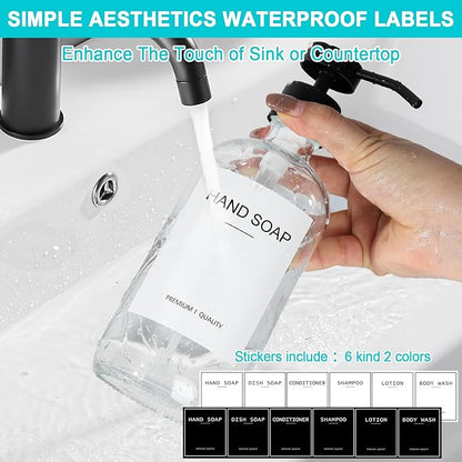 RYTOXILO Clear Soap Dispenser 2 Pack, Glass Soap Dispenser
