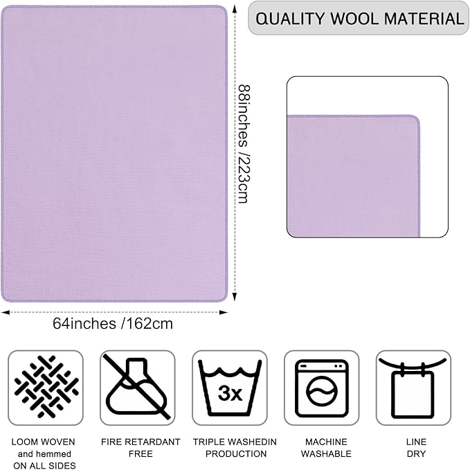 Peryiter 2 Pcs Military Wool Blanket Large 64" x 88" Camping Blanket Survival 3.3 Lbs Each Thick Thermal Washable Emergency Blanket for Outdoors Sporting Events Survival Kits (Purple, Bean Green)