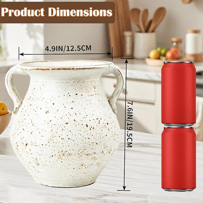 Rustic Kitchen Utensil Holder for Countertop, 7.6x4.9In Large Ceramic Cooking