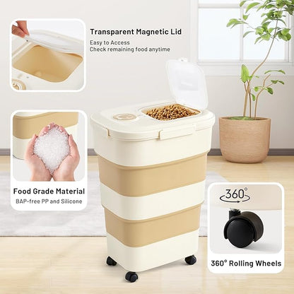 ZOMISIA 40-50lbs Dog Food Storage Container, Large Capacity Collapsible